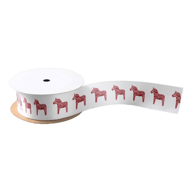 Red Dala Horse Ribbon Satin Ribbon (Spool)