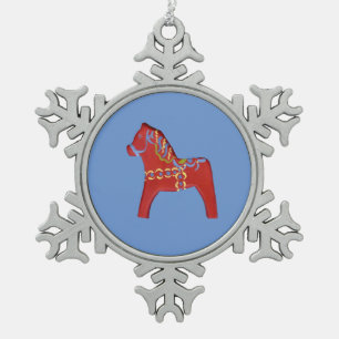 Red Dala Horse snowflake ornament