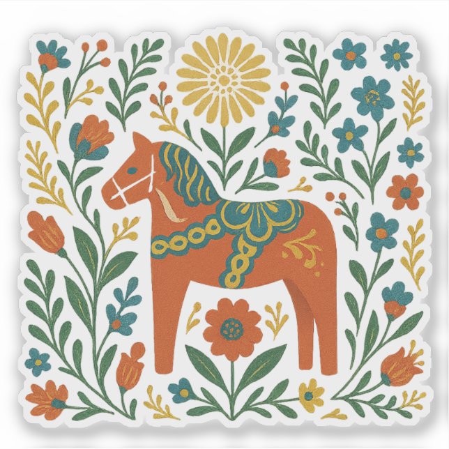 Red Dala Horse Swedish Folk Art Midsummer (Front)