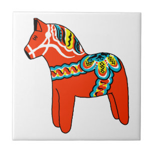 Red Dala Horse Tile