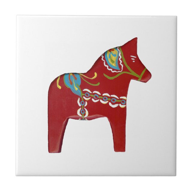 Red Dala Horse Tile (Front)