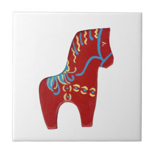 Red Dala Horse Tile