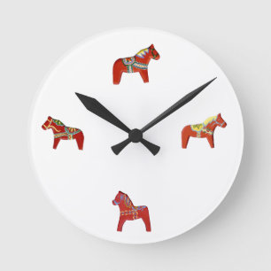 Red Dala Horse Wall Clock
