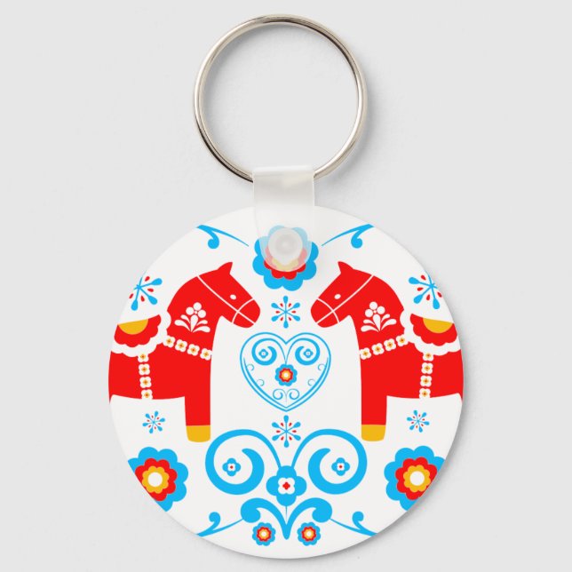 Red Dala Horses Key Ring (Front)