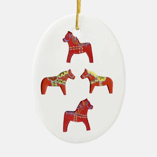 Red Dala Horses Ornament (Front)