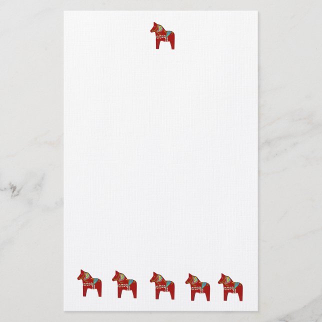 Red Dala Horses Stationery (Front)