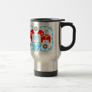 Red Dala Horses Travel Mug