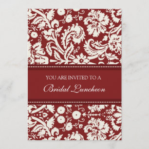 Red Damask Bridal Luncheon Invitation Cards