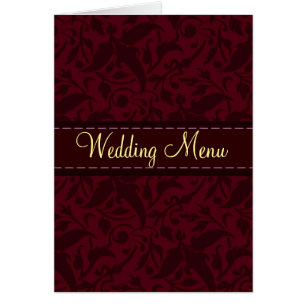 Red damask brocade Wedding menu