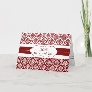 red damask Business Thank You Cards