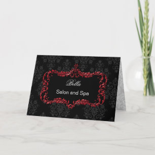 red damask Business Thank You Cards