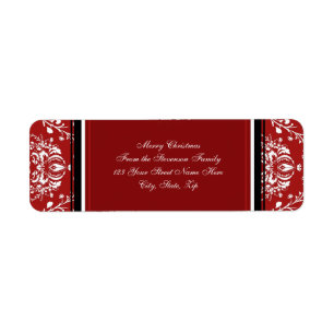 Red Damask Christmas Address Labels