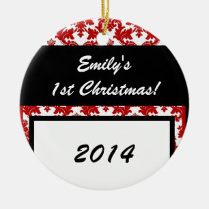 Red Damask Crimson Lace Personalised Name Ornament