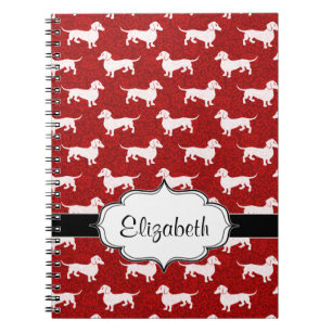Red Damask Dachshunds Notebook