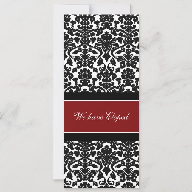 Red Damask Elopement Announcement Cards (Front)