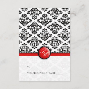 Red Damask Folding Tent  Place Card