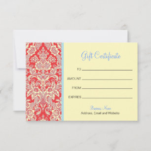 Red Damask Gift Certificate