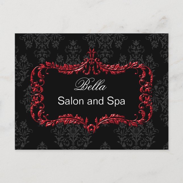 red damask gold business ThankYou Cards (Front)