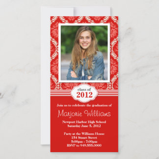Red Damask Graduation Invitation Class of 2012