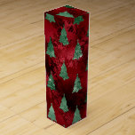 Red Damask Green Metallic Christmas Holiday Wine Box<br><div class="desc">Red damask background with green metallic pine trees.  So pretty for all your holiday wine gifts Chic and Sophisticated. I just love this.  I know you will too.</div>