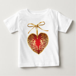 Red Damask Heart Baby T-Shirt