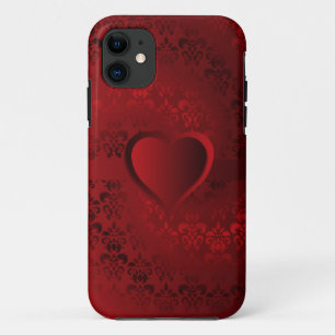 Red damask heart iPhone 11 case