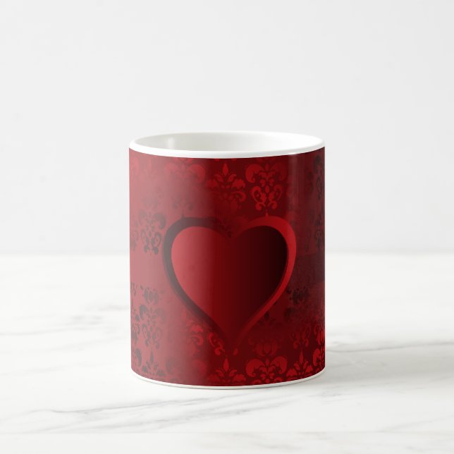 Red damask heart coffee mug (Center)