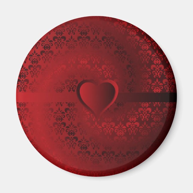 Red damask heart magnet (Front)