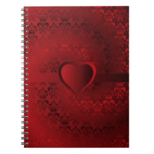 Red damask heart notebook
