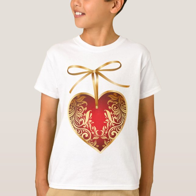 Red Damask Heart T-Shirt (Front)