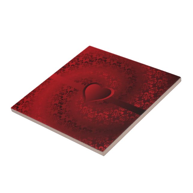 Red damask heart tile (Side)