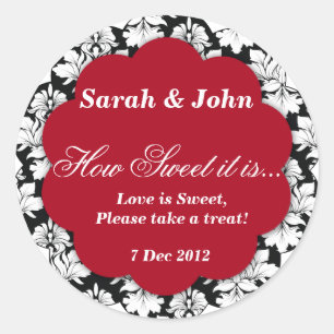 Red damask How Sweet it is Sticker