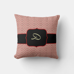Red Damask Monogram Throw Pillows