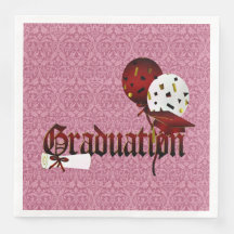 Red Damask Nostalgic Font and Balloons Graduation