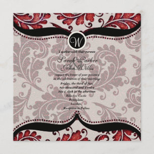 Red Damask Paisley Wedding Invite