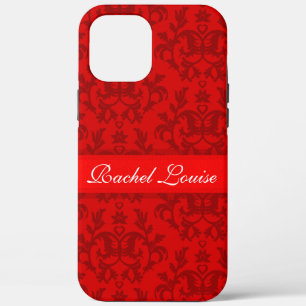 Red damask pattern personalised iphone case