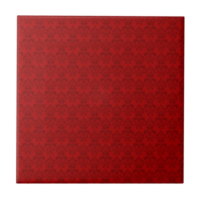 Red Damask Pattern Tile (Front)