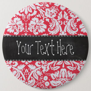 Red Damask Pattern; Vintage Chalkboard 6 Cm Round Badge