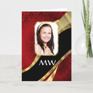 Red damask photo template
