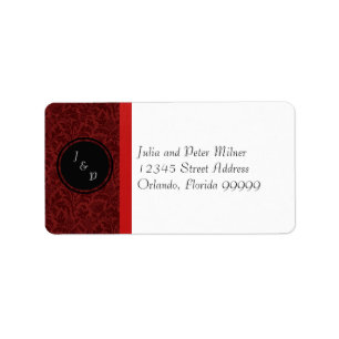 Red Damask & Red Bow - Address Label