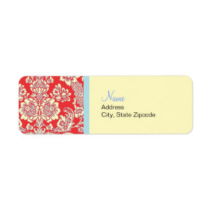 Red Damask Return Address Label