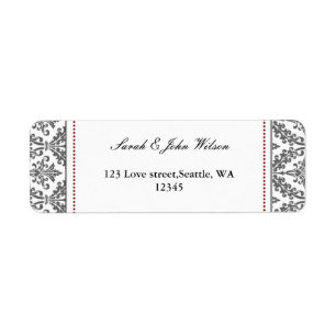 red damask ,return address label