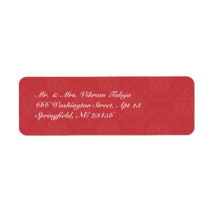 Red Damask Return Address Label