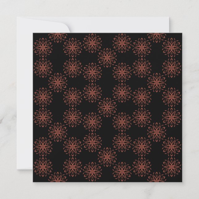 Red Damask Ribbon Reflective Symmetry Pattern Card (Front)