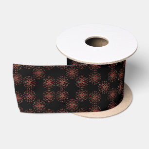 Red Damask Ribbon Reflective Symmetry Pattern Satin Ribbon