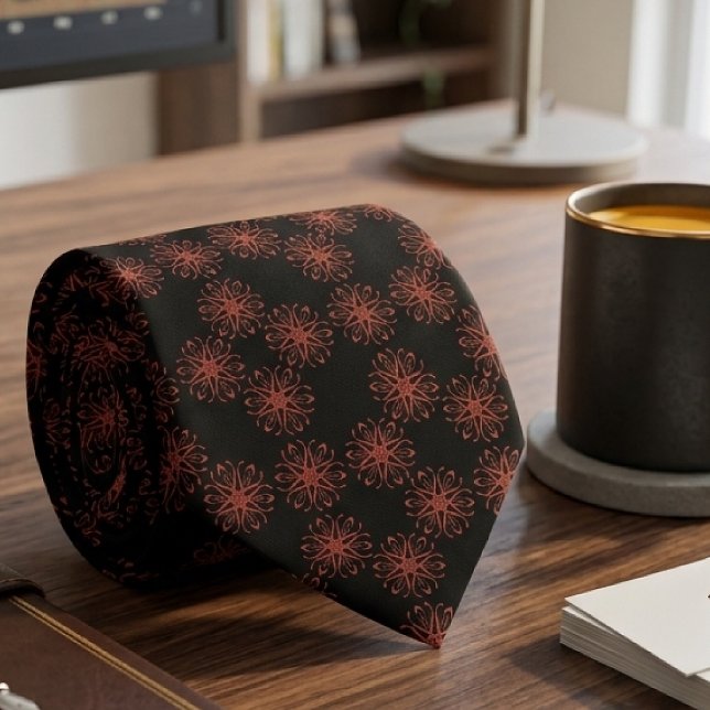 Red Damask Ribbon Reflective Symmetry Pattern      Tie (Creator Uploaded)