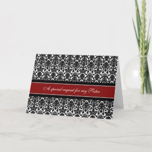 Red Damask Sister Matron of Honour Invitation