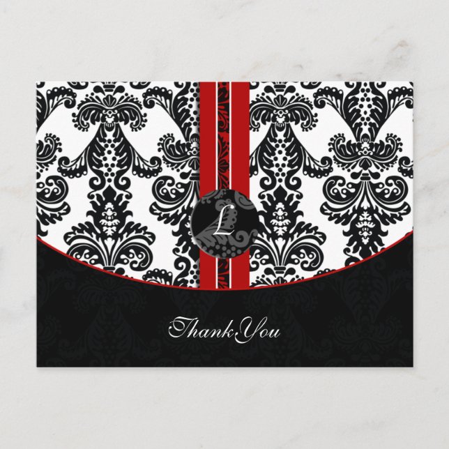 red damask ThankYou Cards (Front)
