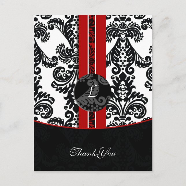 red damask ThankYou Cards (Front)