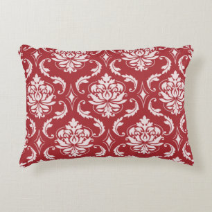 Red Damask Vintage Pattern Decorative Cushion